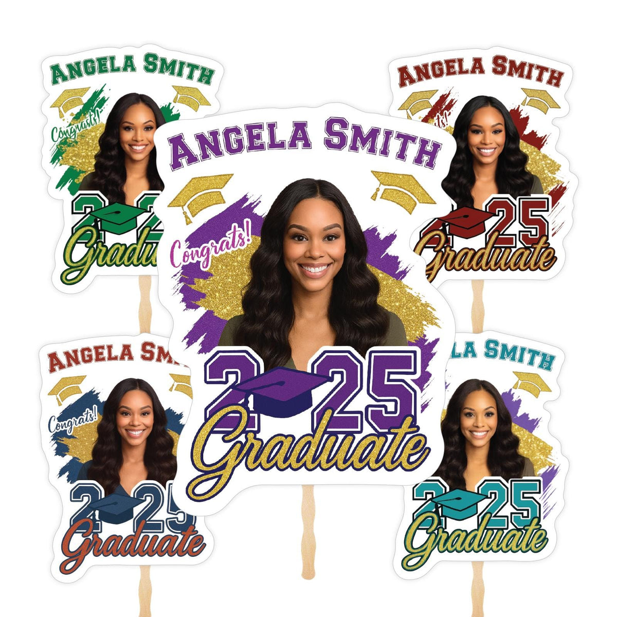 Custom Face Fans With Wooden Handle, Graduation Head, Grad Face Fans ...