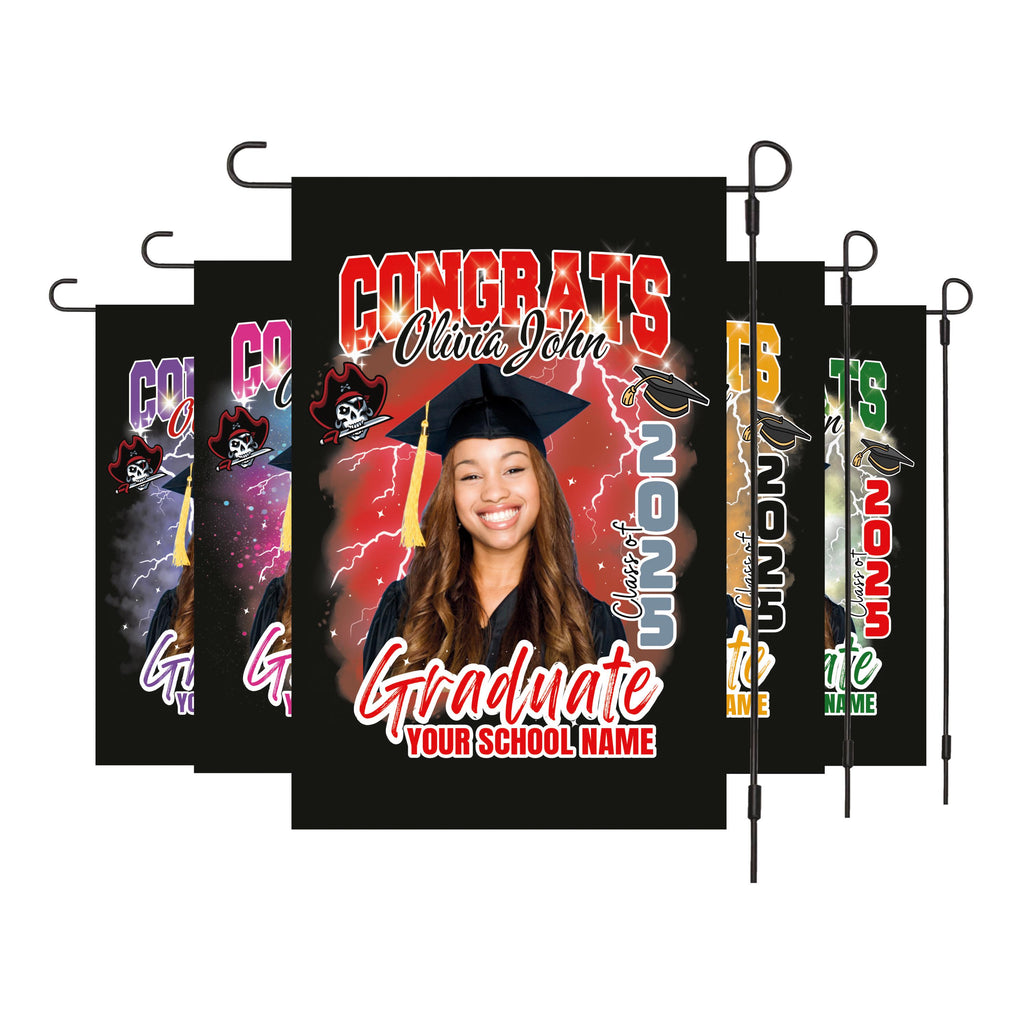 Personalized Graduation Garden Flag with Photo, Double Sided, Custom Name & School, Graduation Decoration 2025 Yard Sign, Class of 2025 Flag