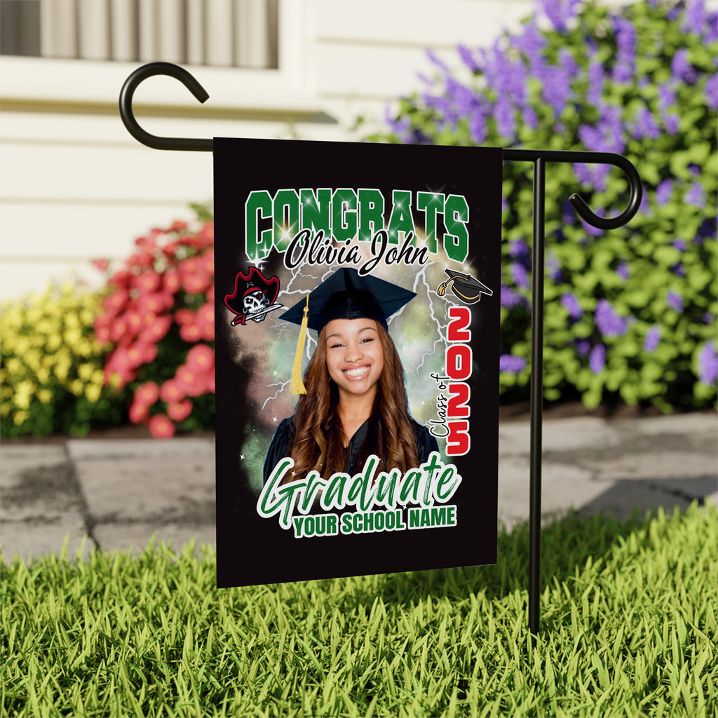 Personalized Graduation Garden Flag with Photo, Double Sided, Custom Name & School, Graduation Decoration 2025 Yard Sign, Class of 2025 Flag