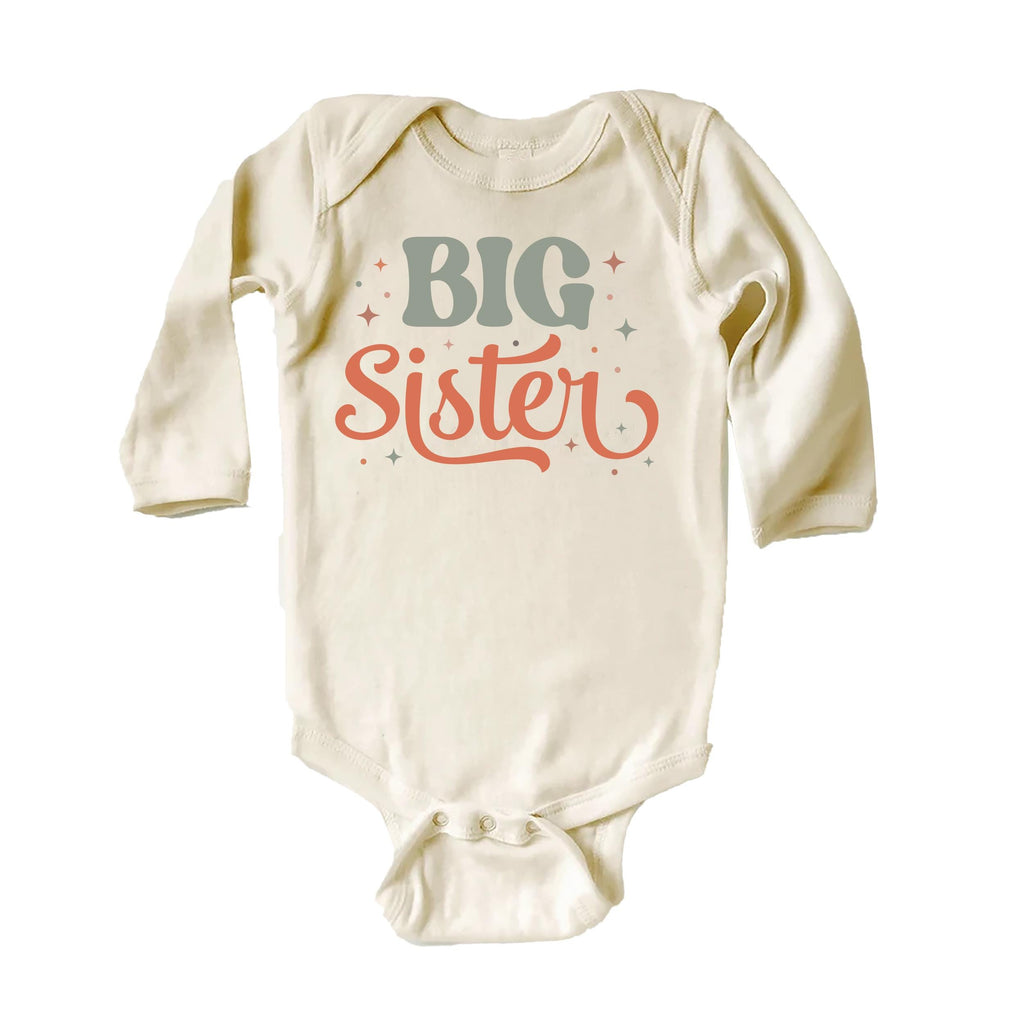Retro Big Sister Onesie, Baby Bodysuit, Baby Shirt, Toddler Sweatshirt, Rainbow Sibling Outfit, Big Sister Gift, Colorful Family Clothes