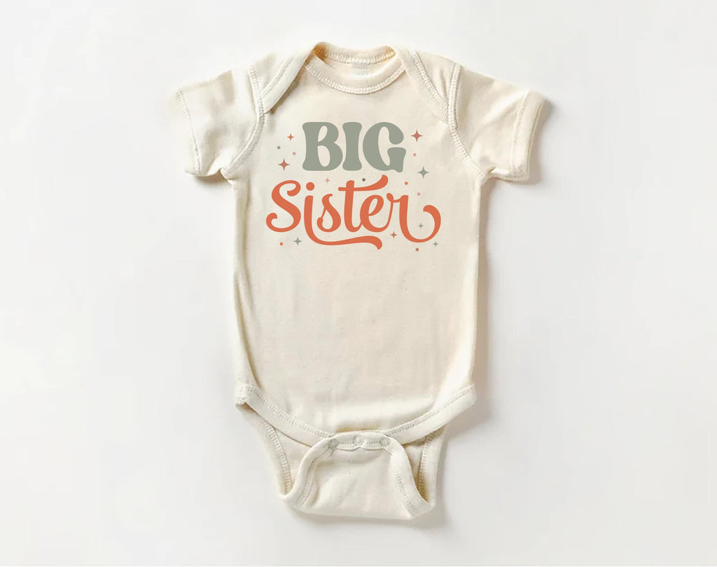 Retro Big Sister Onesie, Baby Bodysuit, Baby Shirt, Toddler Sweatshirt, Rainbow Sibling Outfit, Big Sister Gift, Colorful Family Clothes