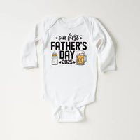 Our First Father’s Day Onesie, Baby Bodysuit, Baby Shirt, Toddler Sweatshirt, Personalized First Fathers Day Gift, Cute Bottle & Beer Outfit