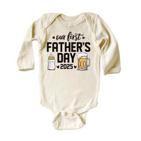Our First Father’s Day Onesie, Baby Bodysuit, Baby Shirt, Toddler Sweatshirt, Personalized First Fathers Day Gift, Cute Bottle & Beer Outfit