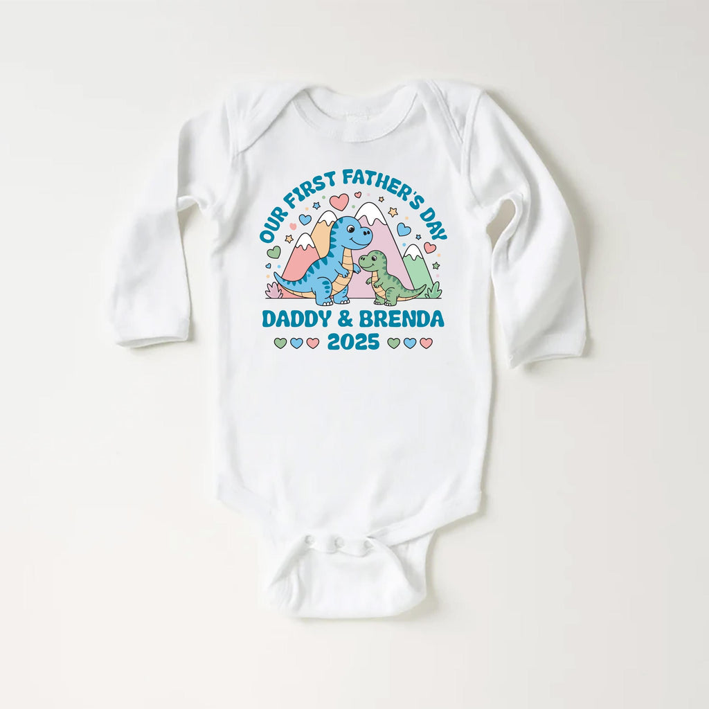 Our First Father’s Day Onesie, Baby Bodysuit, Baby Shirt, Toddler Sweatshirt - Personalized Dinosaur Outfit, Cute First Father’s Day Gift