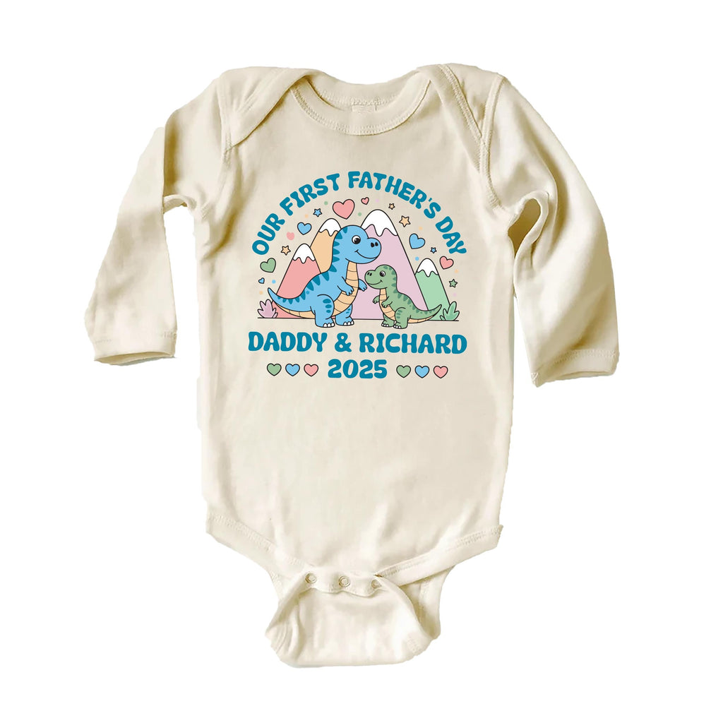 Our First Father’s Day Onesie, Baby Bodysuit, Baby Shirt, Toddler Sweatshirt - Personalized Dinosaur Outfit, Cute First Father’s Day Gift