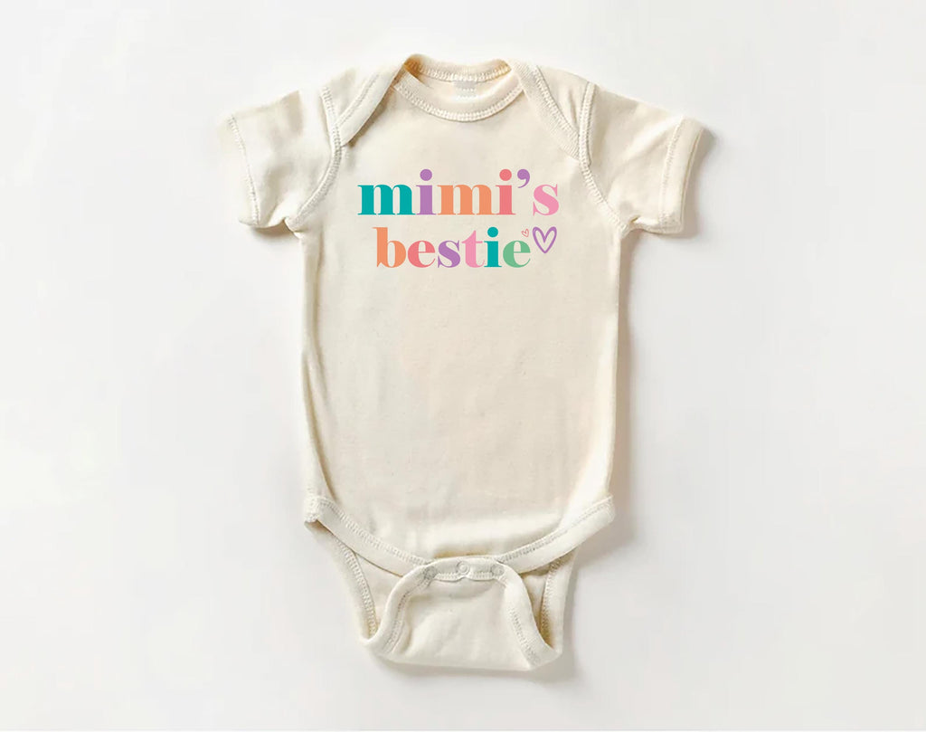 Mimi’s Bestie Onesie, Baby Bodysuit, Baby Shirt, Toddler Sweatshirt - Cute I Love My Mimi Outfit, Minimalist Baby Gift, Grandma Baby Clothes