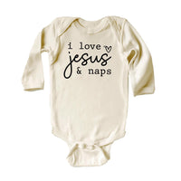 I Love Jesus and Naps Onesie Baby Bodysuit, Baby Shirt, Toddler Sweatshirt, Funny Religious Outfit, Christian Baby Gift, Faith-Based Clothes