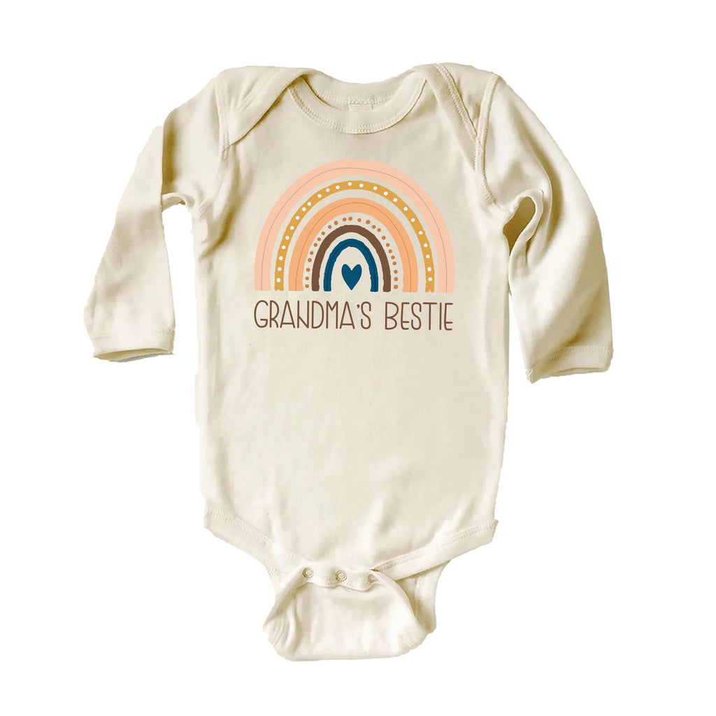 Grandma’s Bestie Onesie, Baby Bodysuit, Baby Shirt, Toddler Sweatshirt - Boho Rainbow Baby Outfit, Cute Grandma Gift, Baby Shower Clothes