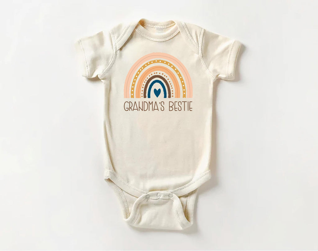 Grandma’s Bestie Onesie, Baby Bodysuit, Baby Shirt, Toddler Sweatshirt - Boho Rainbow Baby Outfit, Cute Grandma Gift, Baby Shower Clothes