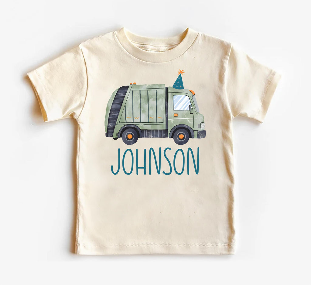 Personalized Trash Truck Onesie, Baby Bodysuit, Baby Shirt, Toddler Sweatshirt - Boys Birthday Garbage Truck Outfit, Retro Custom Party Gift