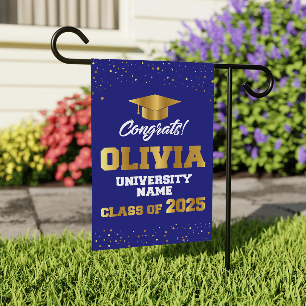 Personalized College Graduation Garden Flag, Double Sided Custom School, University Logo, Class of 2025 Yard Sign, Graduate Celebration Flag