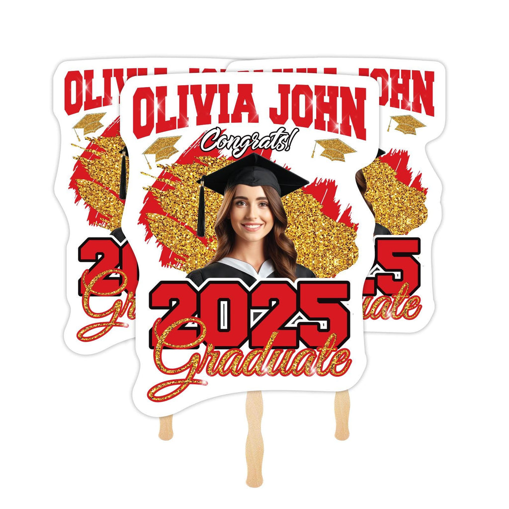 Custom Face Fans With Wooden Handle, Graduation Head, Grad Face Fans, Class of 2025 Head Fans, Graduation Faces on a Stick