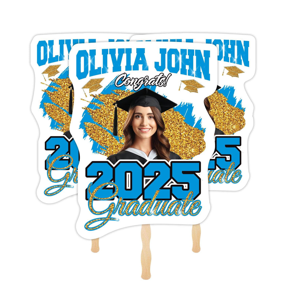 Custom Face Fans With Wooden Handle, Graduation Head, Grad Face Fans, Class of 2025 Head Fans, Graduation Faces on a Stick