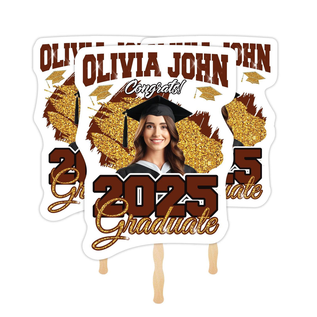 Custom Face Fans With Wooden Handle, Graduation Head, Grad Face Fans, Class of 2025 Head Fans, Graduation Faces on a Stick