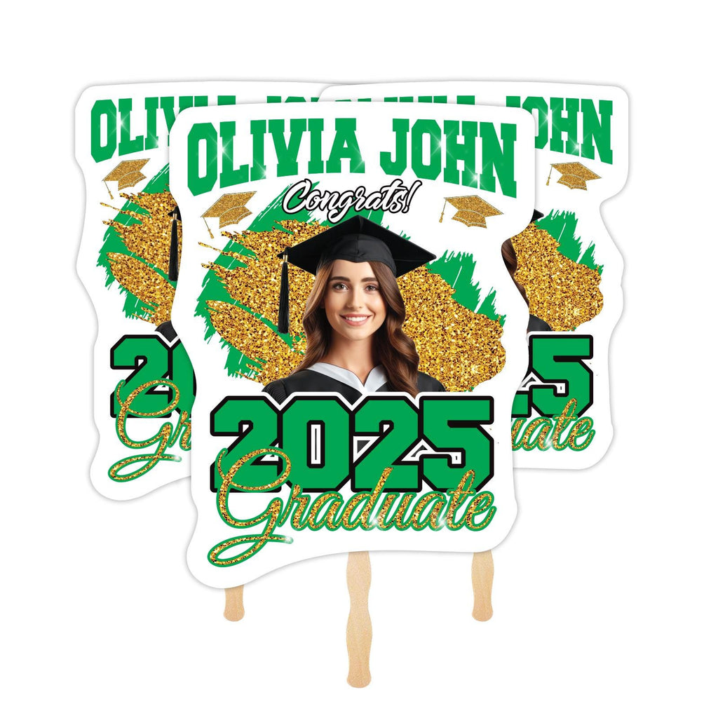 Custom Face Fans With Wooden Handle, Graduation Head, Grad Face Fans, Class of 2025 Head Fans, Graduation Faces on a Stick