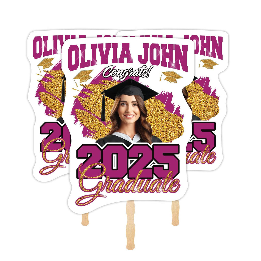 Custom Face Fans With Wooden Handle, Graduation Head, Grad Face Fans, Class of 2025 Head Fans, Graduation Faces on a Stick