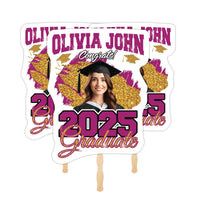 Custom Face Fans With Wooden Handle, Graduation Head, Grad Face Fans, Class of 2025 Head Fans, Graduation Faces on a Stick