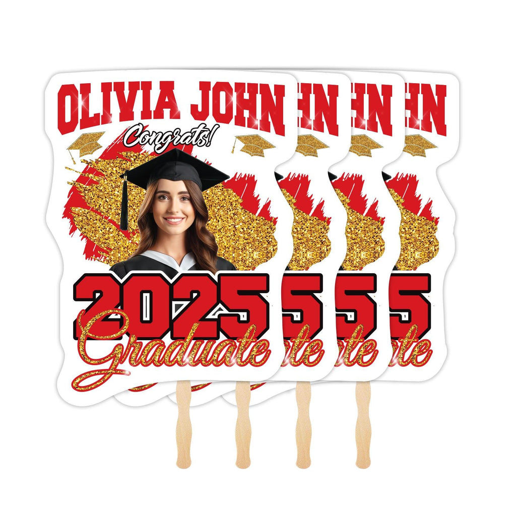 Custom Face Fans With Wooden Handle, Graduation Head, Grad Face Fans, Class of 2025 Head Fans, Graduation Faces on a Stick