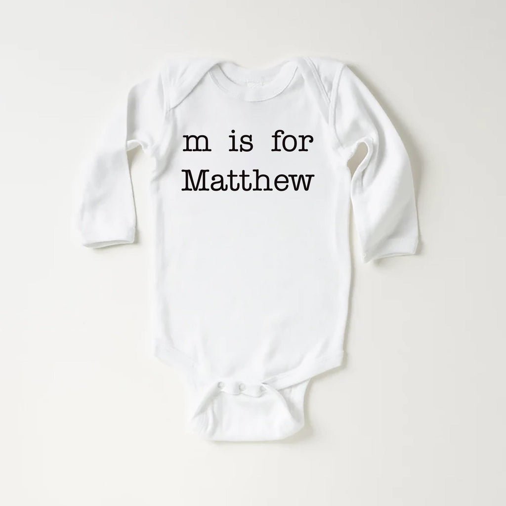 Personalized ‘Letter Is for Name’ Onesie, Baby Bodysuit, Baby Shirt, Toddler Sweatshirt - Vintage Custom Baby Outfit, Monogram Name Gift