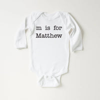 Personalized ‘Letter Is for Name’ Onesie, Baby Bodysuit, Baby Shirt, Toddler Sweatshirt - Vintage Custom Baby Outfit, Monogram Name Gift