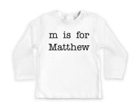 Personalized ‘Letter Is for Name’ Onesie, Baby Bodysuit, Baby Shirt, Toddler Sweatshirt - Vintage Custom Baby Outfit, Monogram Name Gift