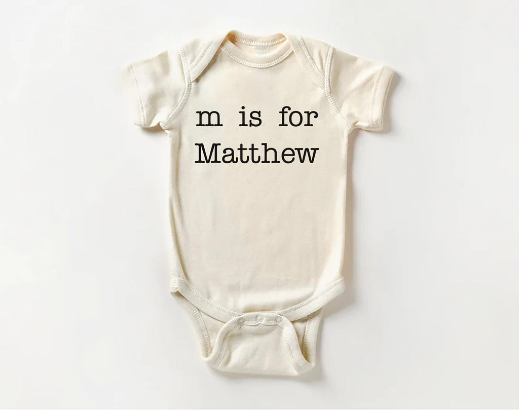 Personalized ‘Letter Is for Name’ Onesie, Baby Bodysuit, Baby Shirt, Toddler Sweatshirt - Vintage Custom Baby Outfit, Monogram Name Gift