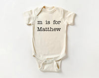 Personalized ‘Letter Is for Name’ Onesie, Baby Bodysuit, Baby Shirt, Toddler Sweatshirt - Vintage Custom Baby Outfit, Monogram Name Gift