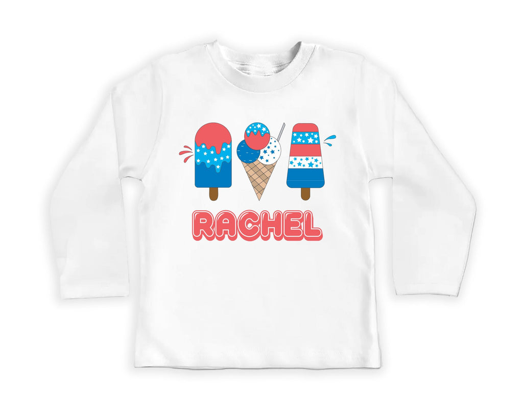 Personalized Popsicle Onesie, Baby Bodysuit, Baby Shirt, Toddler Sweatshirt, Custom Name 4th of July Outfit, Patriotic Party in the USA Gift