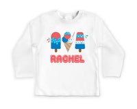 Personalized Popsicle Onesie, Baby Bodysuit, Baby Shirt, Toddler Sweatshirt, Custom Name 4th of July Outfit, Patriotic Party in the USA Gift