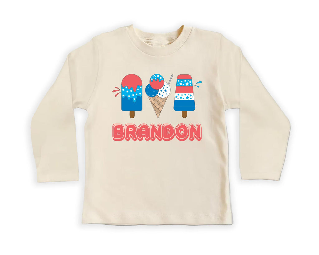 Personalized Popsicle Onesie, Baby Bodysuit, Baby Shirt, Toddler Sweatshirt, Custom Name 4th of July Outfit, Patriotic Party in the USA Gift