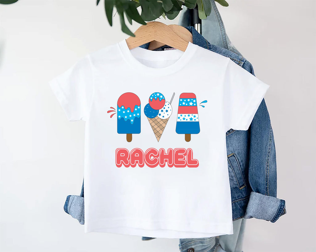Personalized Popsicle Onesie, Baby Bodysuit, Baby Shirt, Toddler Sweatshirt, Custom Name 4th of July Outfit, Patriotic Party in the USA Gift