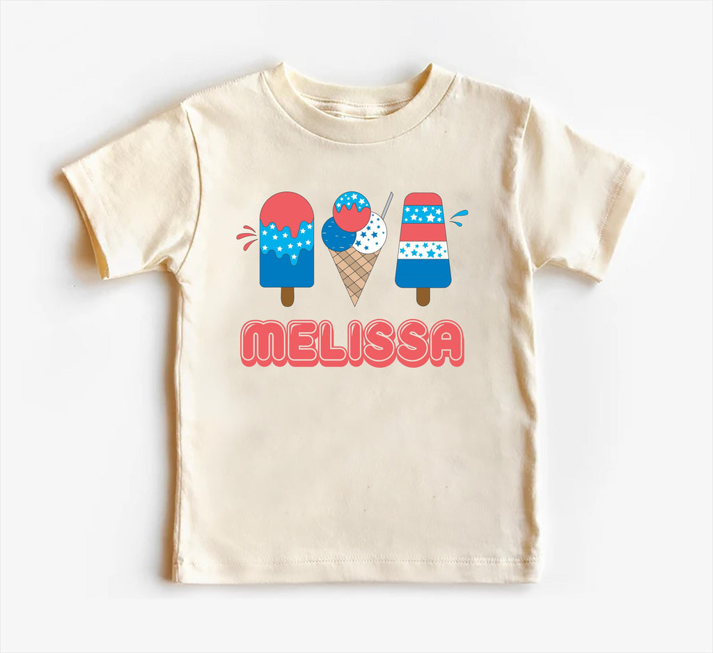 Personalized Popsicle Onesie, Baby Bodysuit, Baby Shirt, Toddler Sweatshirt, Custom Name 4th of July Outfit, Patriotic Party in the USA Gift