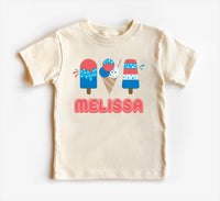 Personalized Popsicle Onesie, Baby Bodysuit, Baby Shirt, Toddler Sweatshirt, Custom Name 4th of July Outfit, Patriotic Party in the USA Gift