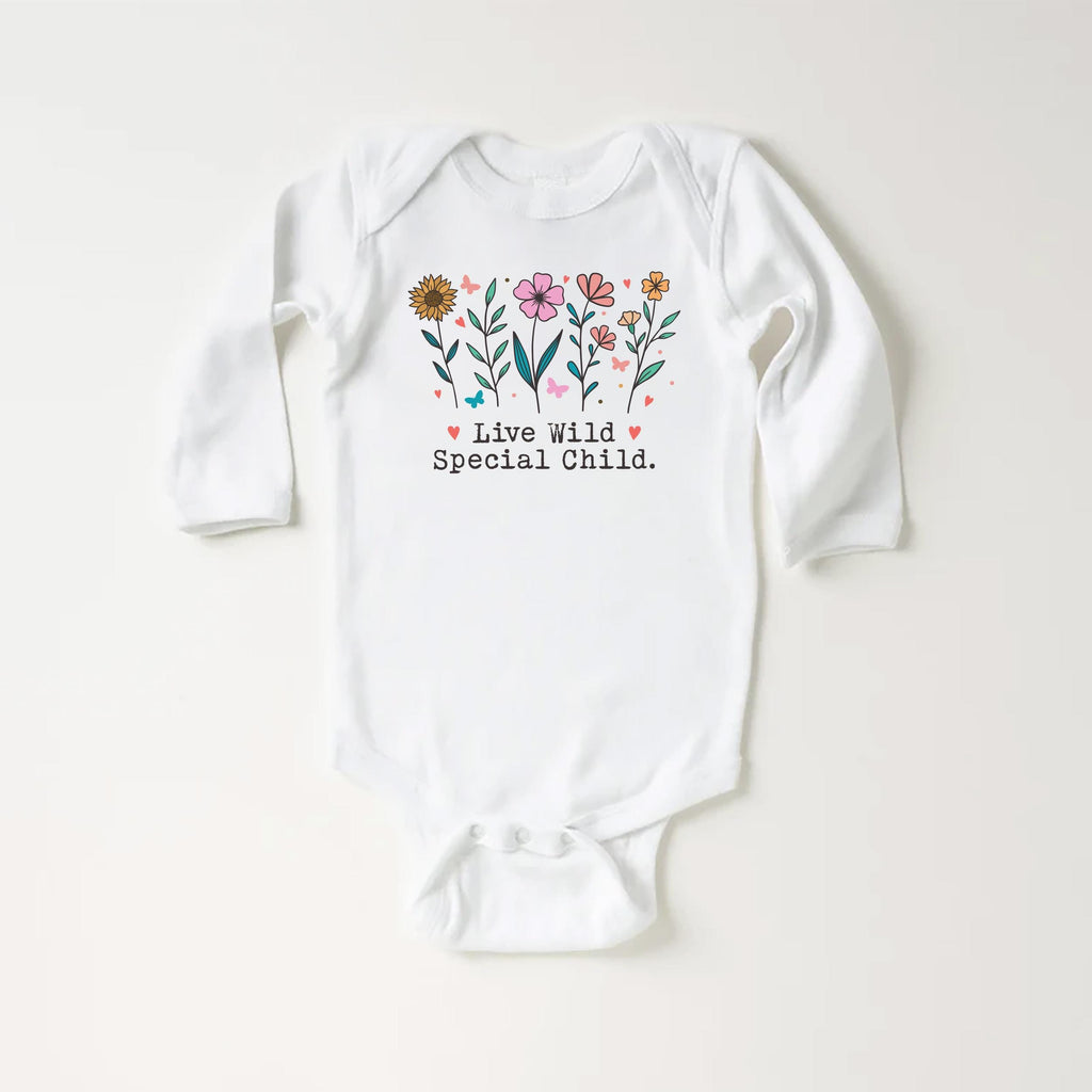 Live Wild Flower Child Onesie, Baby Bodysuit, Baby Shirt, Toddler Sweatshirt - Boho Baby Girl Outfit, Cute Floral Baby Gift, Hippie Style