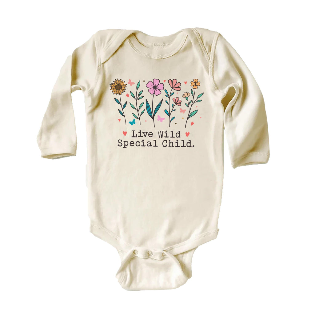 Live Wild Flower Child Onesie, Baby Bodysuit, Baby Shirt, Toddler Sweatshirt - Boho Baby Girl Outfit, Cute Floral Baby Gift, Hippie Style