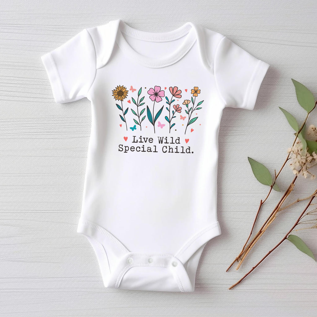 Live Wild Flower Child Onesie, Baby Bodysuit, Baby Shirt, Toddler Sweatshirt - Boho Baby Girl Outfit, Cute Floral Baby Gift, Hippie Style
