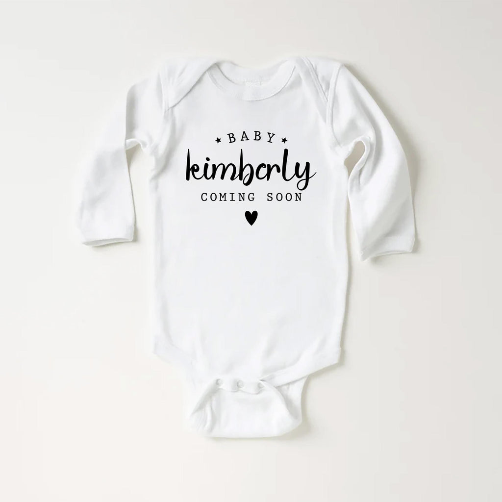Personalized Announcement Onesie, Baby Bodysuit, Baby Shirt, Toddler Sweatshirt - Vintage Coming Soon Outfit, Custom Baby Reveal Gift Idea