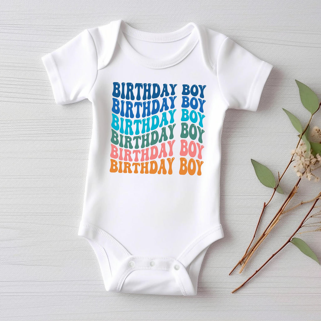 Retro Birthday Boy Onesie, Baby Bodysuit, Baby Shirt, Toddler Sweatshirt - Rainbow Birthday Outfit for Boys, Cute Party Gift, Colorful Look