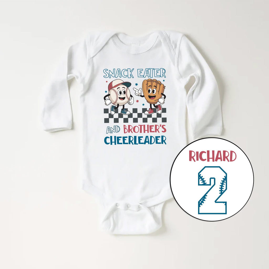 Custom Baseball Baby Bodysuit, Baby Shirt, Toddler Sweatshirt, Brother Cheerleader Tee, Little Sibling Softball College Game Gift, Two Sided