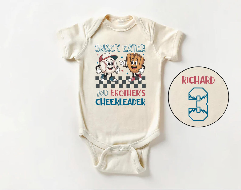 Custom Baseball Baby Bodysuit, Baby Shirt, Toddler Sweatshirt, Brother Cheerleader Tee, Little Sibling Softball College Game Gift, Two Sided