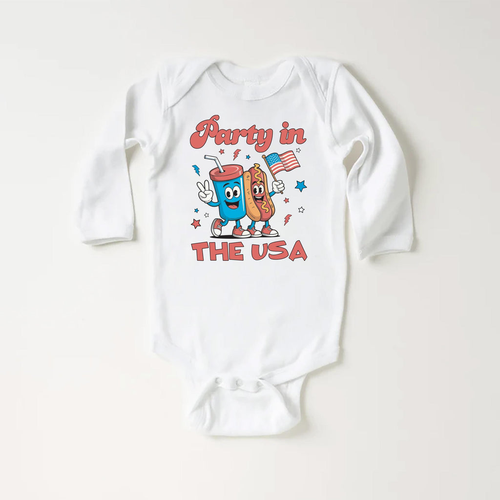 Retro 4th of July Baby Bodysuit, Baby Shirt, Toddler Sweatshirt - Party in the USA Outfit, Patriotic Memorial Day Baby Gift, Red White Blue