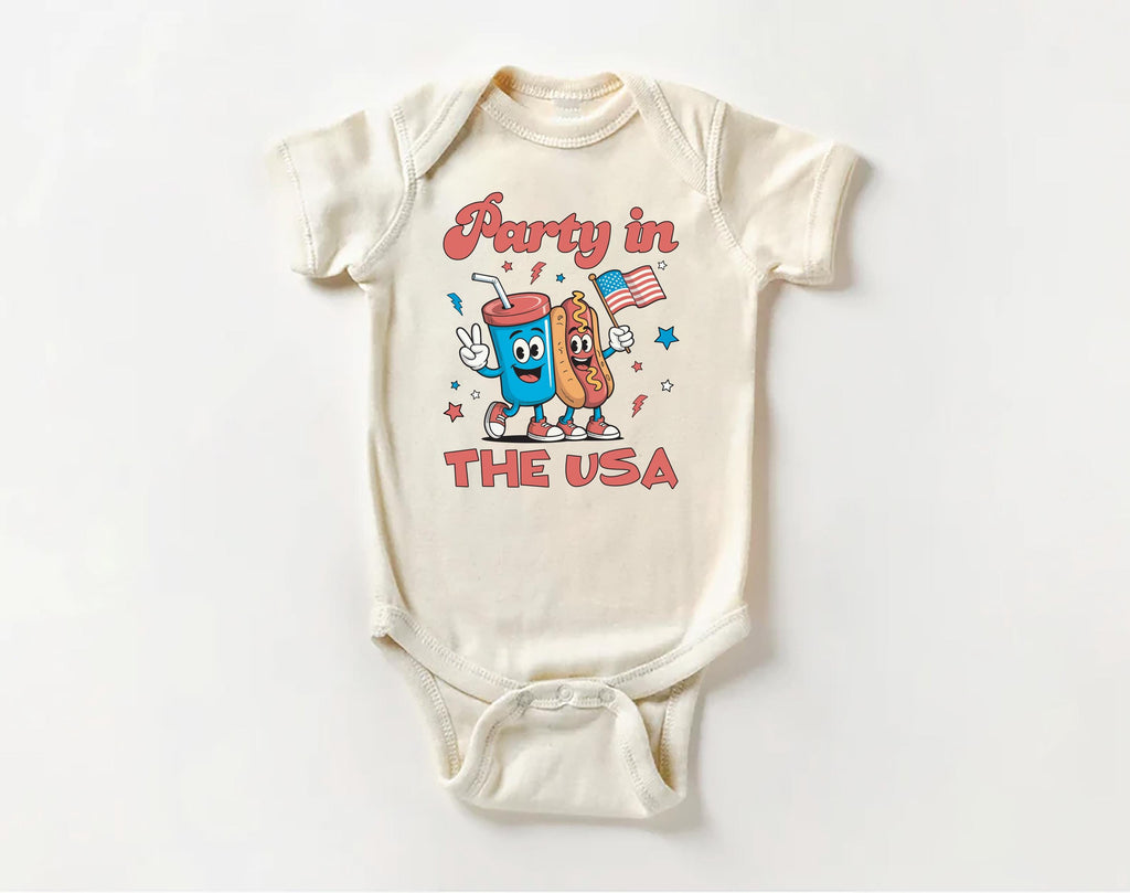 Retro 4th of July Baby Bodysuit, Baby Shirt, Toddler Sweatshirt - Party in the USA Outfit, Patriotic Memorial Day Baby Gift, Red White Blue