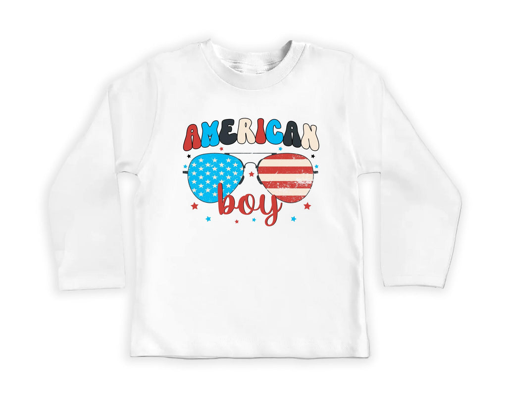 American Boy Baby Bodysuit, Baby Shirt, Toddler Sweatshirt - Retro Patriotic Outfit, Cute 4th of July Baby Gift, Red White Blue Clothes