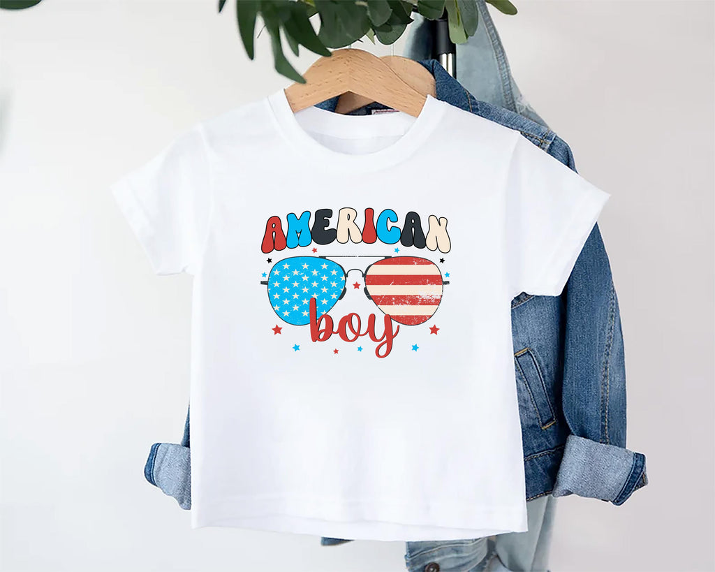 American Boy Baby Bodysuit, Baby Shirt, Toddler Sweatshirt - Retro Patriotic Outfit, Cute 4th of July Baby Gift, Red White Blue Clothes