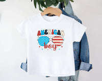 American Boy Baby Bodysuit, Baby Shirt, Toddler Sweatshirt - Retro Patriotic Outfit, Cute 4th of July Baby Gift, Red White Blue Clothes