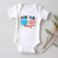 American Boy Baby Bodysuit, Baby Shirt, Toddler Sweatshirt - Retro Patriotic Outfit, Cute 4th of July Baby Gift, Red White Blue Clothes