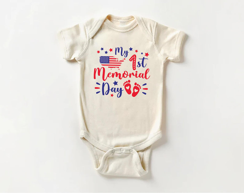 First Memorial Day Baby Bodysuit, Baby Shirt, Toddler Sweatshirt - Cute Patriotic America Outfit, Red White Blue Baby Gift for Newborns
