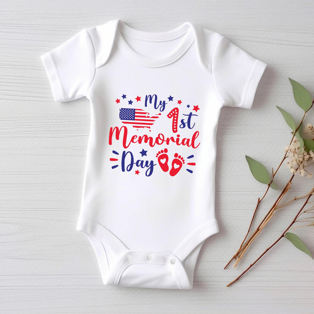 First Memorial Day Baby Bodysuit, Baby Shirt, Toddler Sweatshirt - Cute Patriotic America Outfit, Red White Blue Baby Gift for Newborns