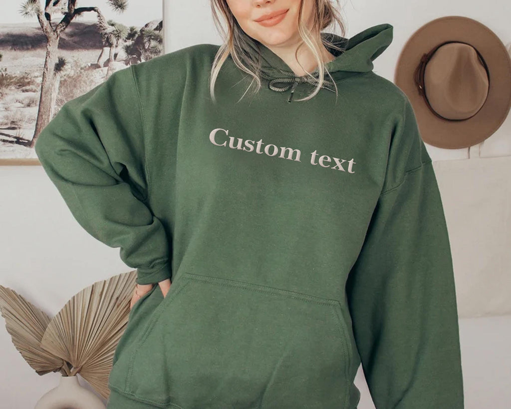 Minimal Custom Text Embroidered Hoodie