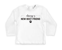 Dog’s Best Friend Onesie, Baby Bodysuit, Baby Shirt, Toddler Sweatshirt - New Baby Personalized Outfit, Custom Gift for Pet Loving Families